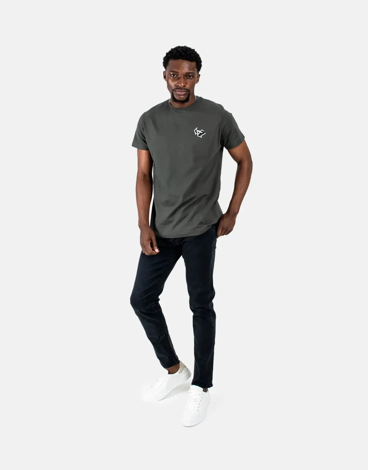 Les Hommes Arrow Back Print Mil Green T-Shirt Les Hommes