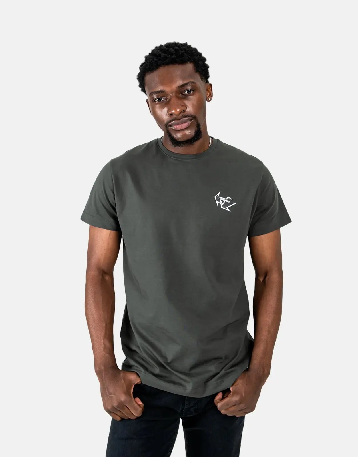 Les Hommes Arrow Back Print Mil Green T-Shirt Les Hommes