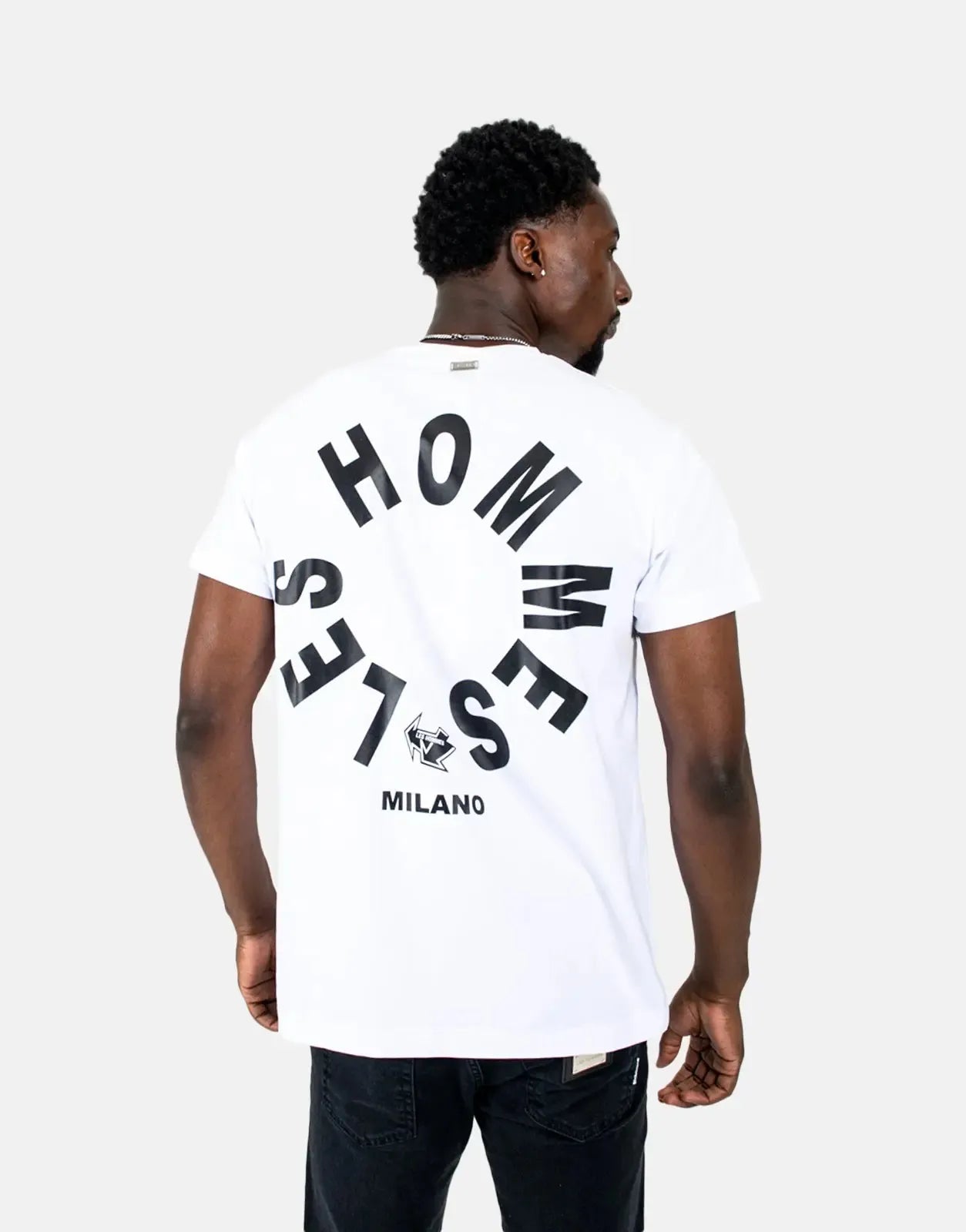 Les Hommes Arrow Back Print White T-Shirt Les Hommes