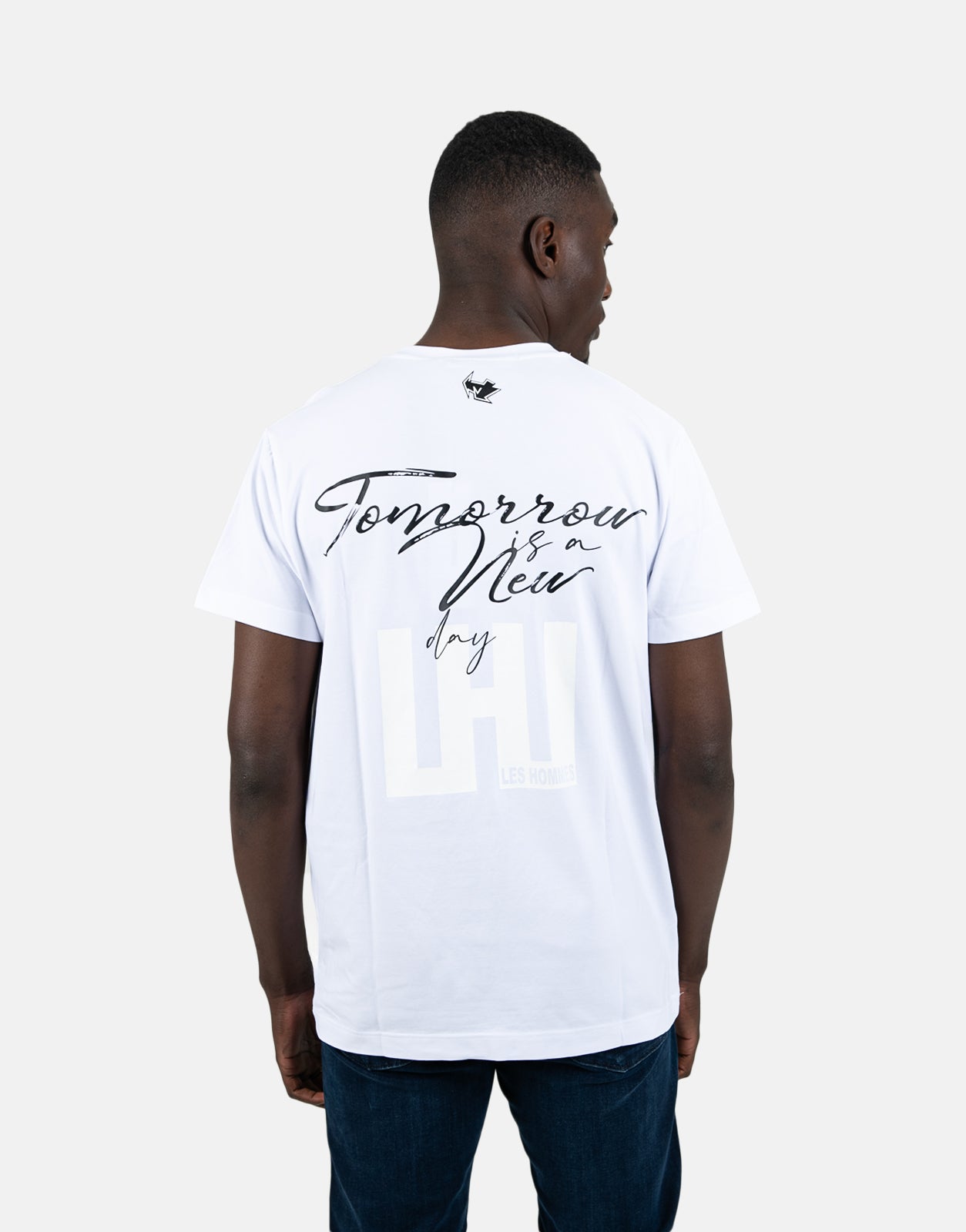 Les Hommes Box Back Print White T-Shirt