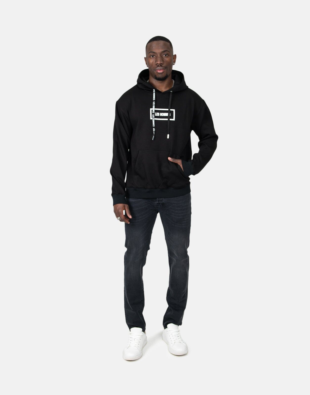 Les Hommes Box Print Black Hoodie - Les Hommes