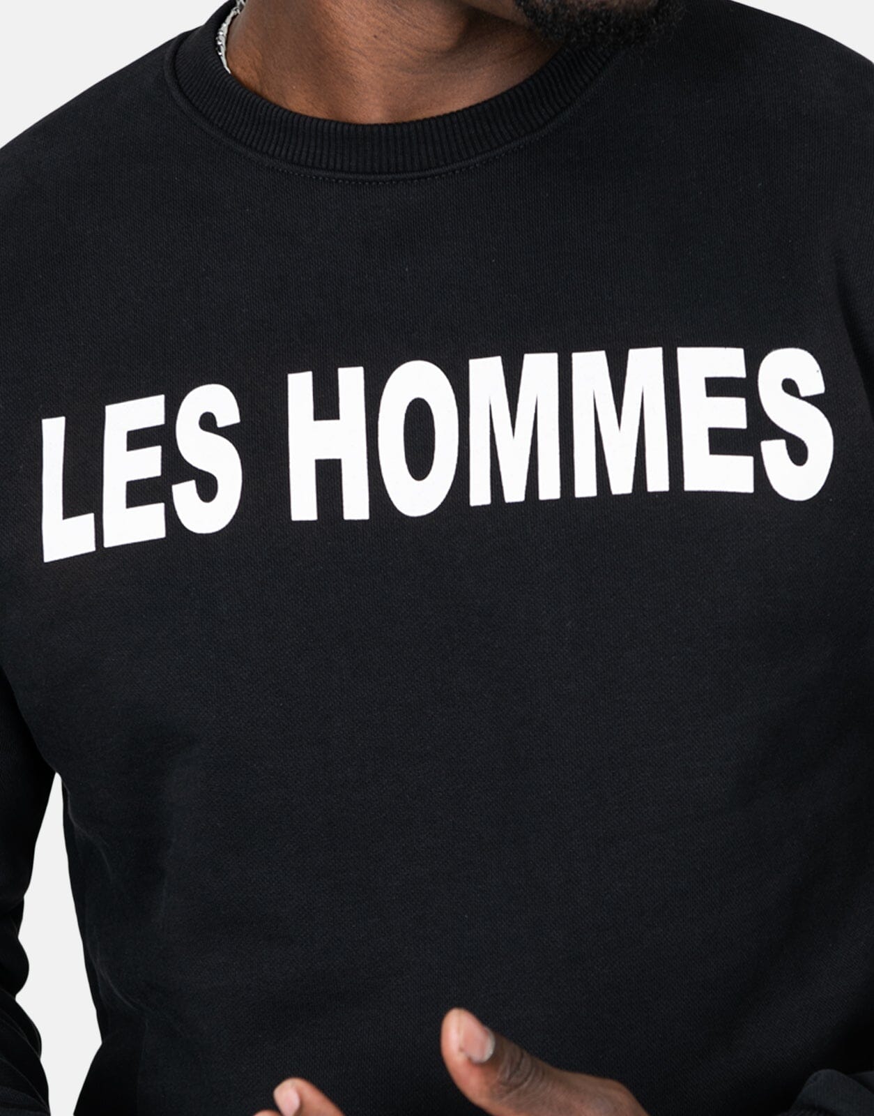 Les Hommes Chest Font Black Sweatshirt - Les Hommes