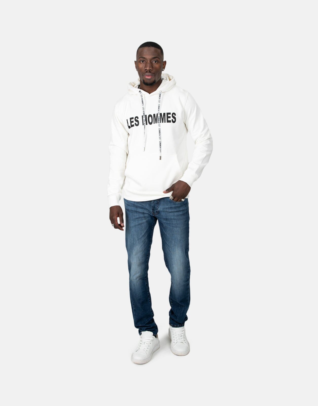 Les Hommes Chest Font White Sweatshirt - Les Hommes
