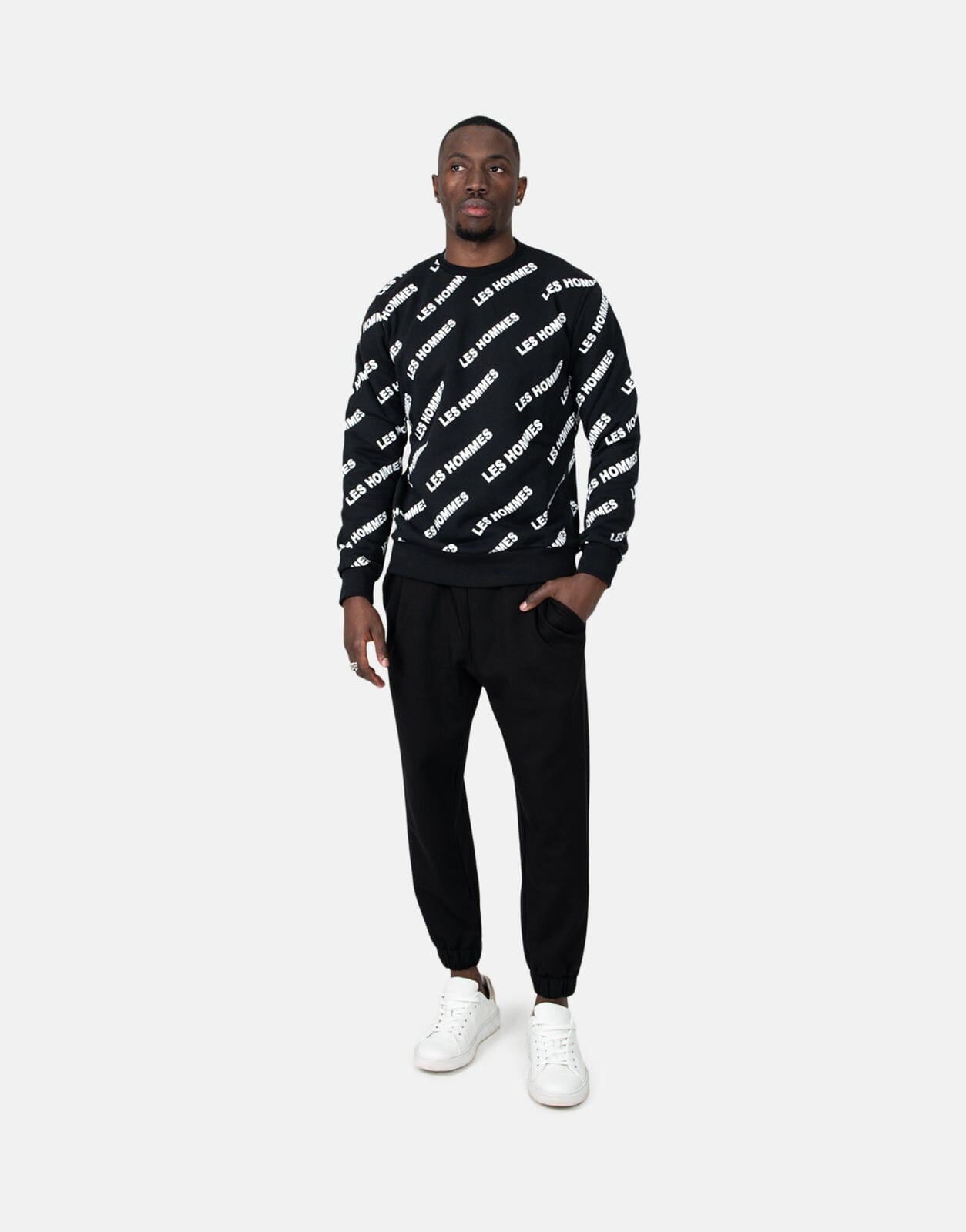 Les Hommes Allover Print Black Sweatshirt - Les Hommes