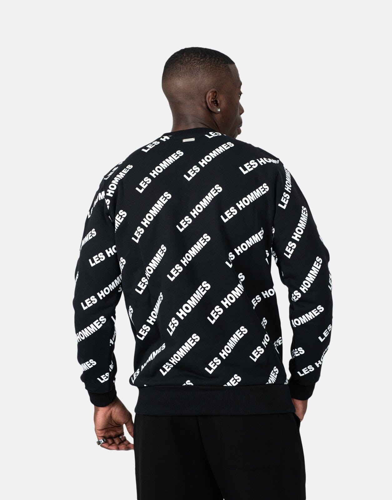Les Hommes Allover Print Black Sweatshirt - Les Hommes