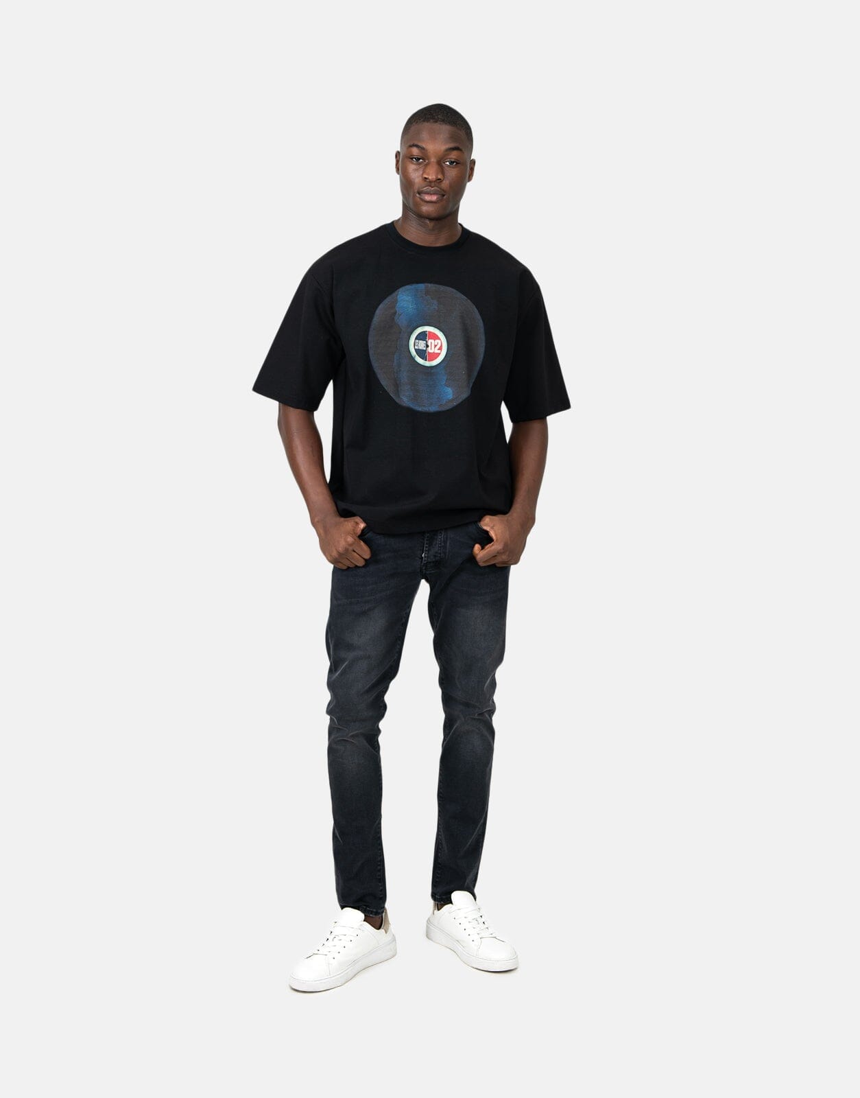 Les Hommes Over Vinyl Black T-Shirt - Les Hommes