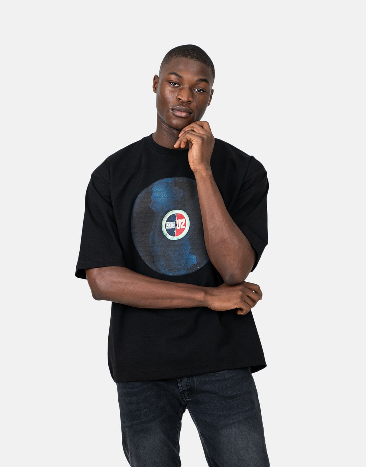 Les Hommes Over Vinyl Black T-Shirt - Les Hommes