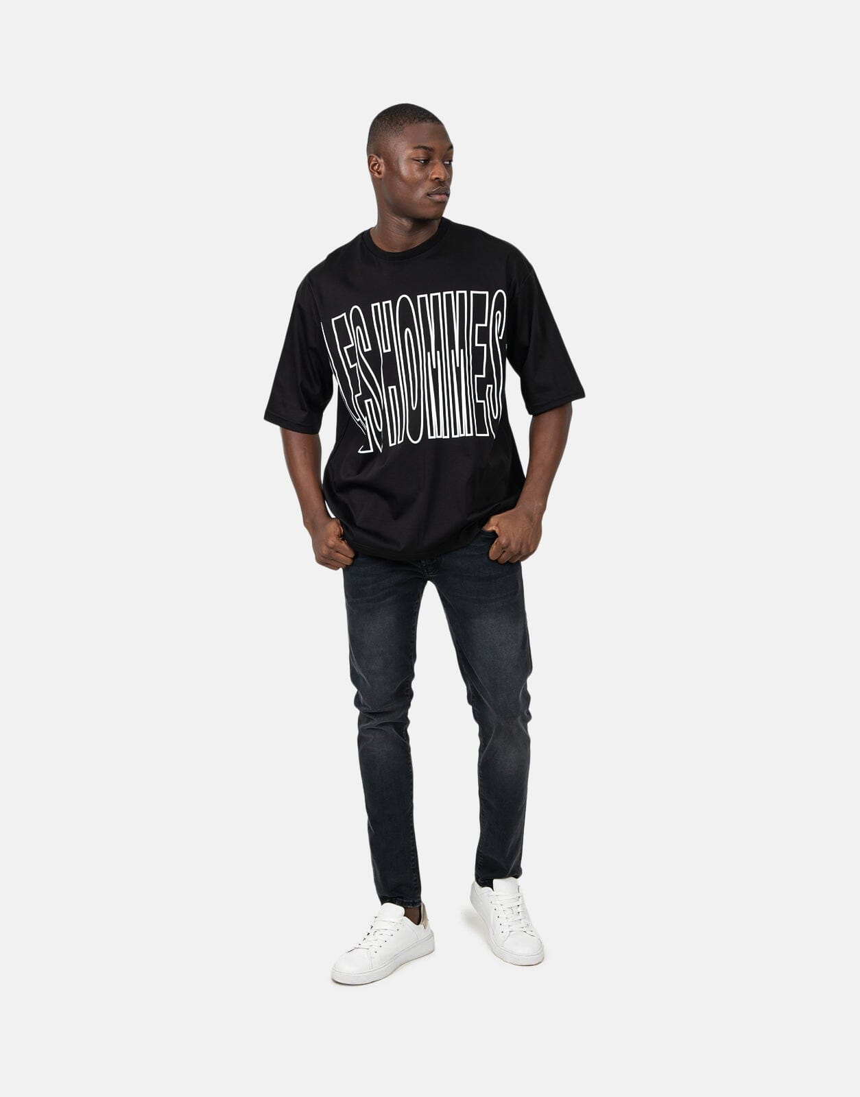 Les Hommes Overoutline Black T-Shirt - Les Hommes