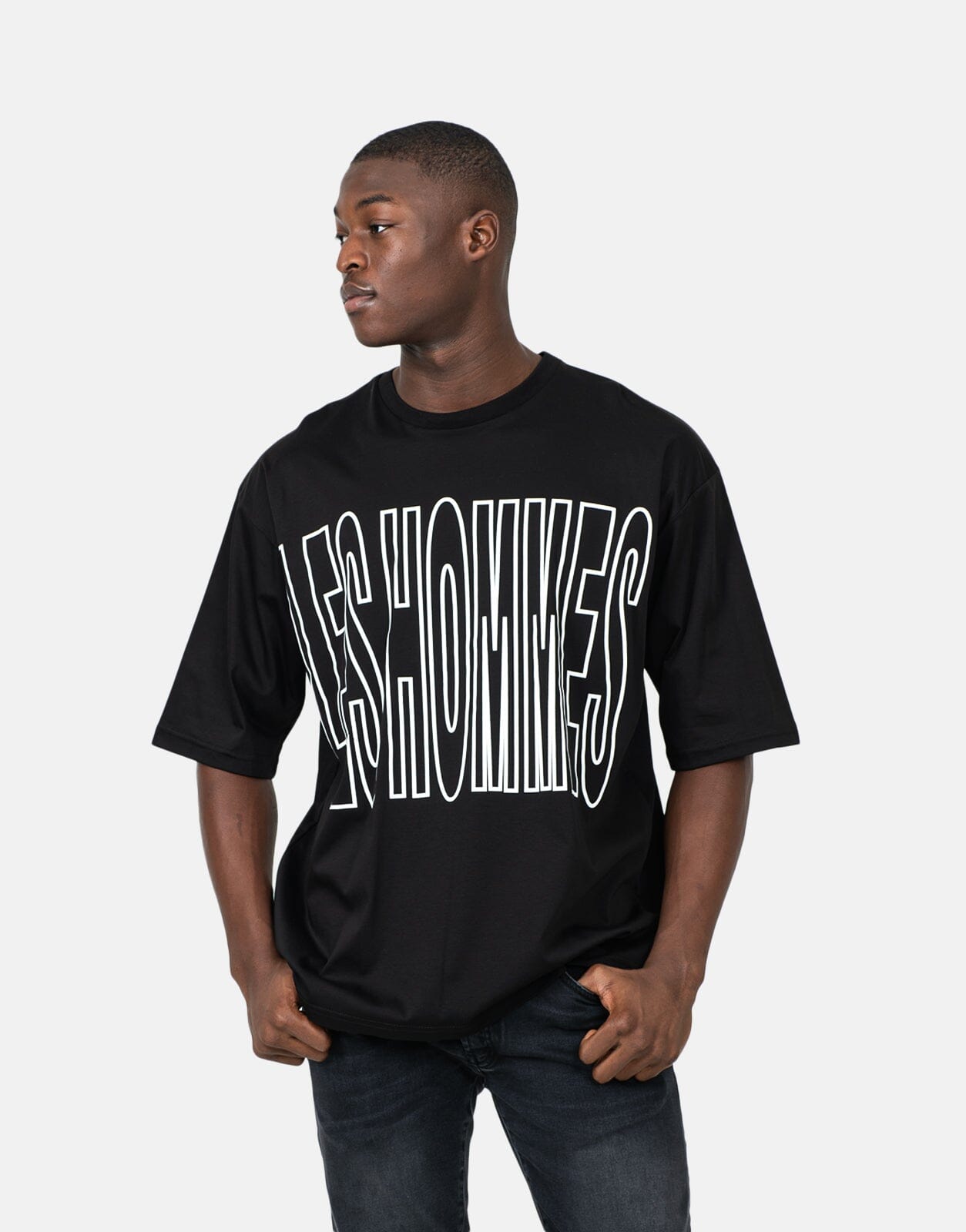 Les Hommes Overoutline Black T-Shirt - Les Hommes
