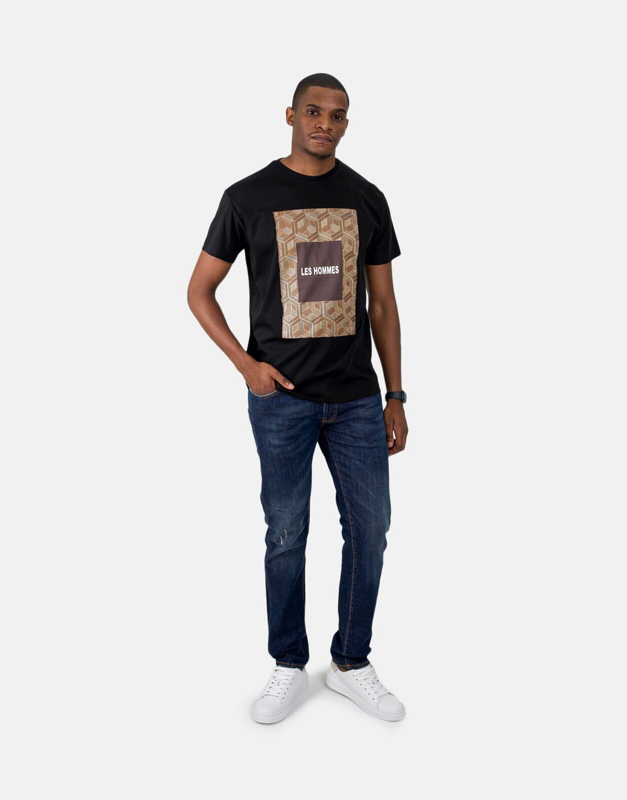 Les Hommes Digital Print Black T-Shirt - Les Hommes