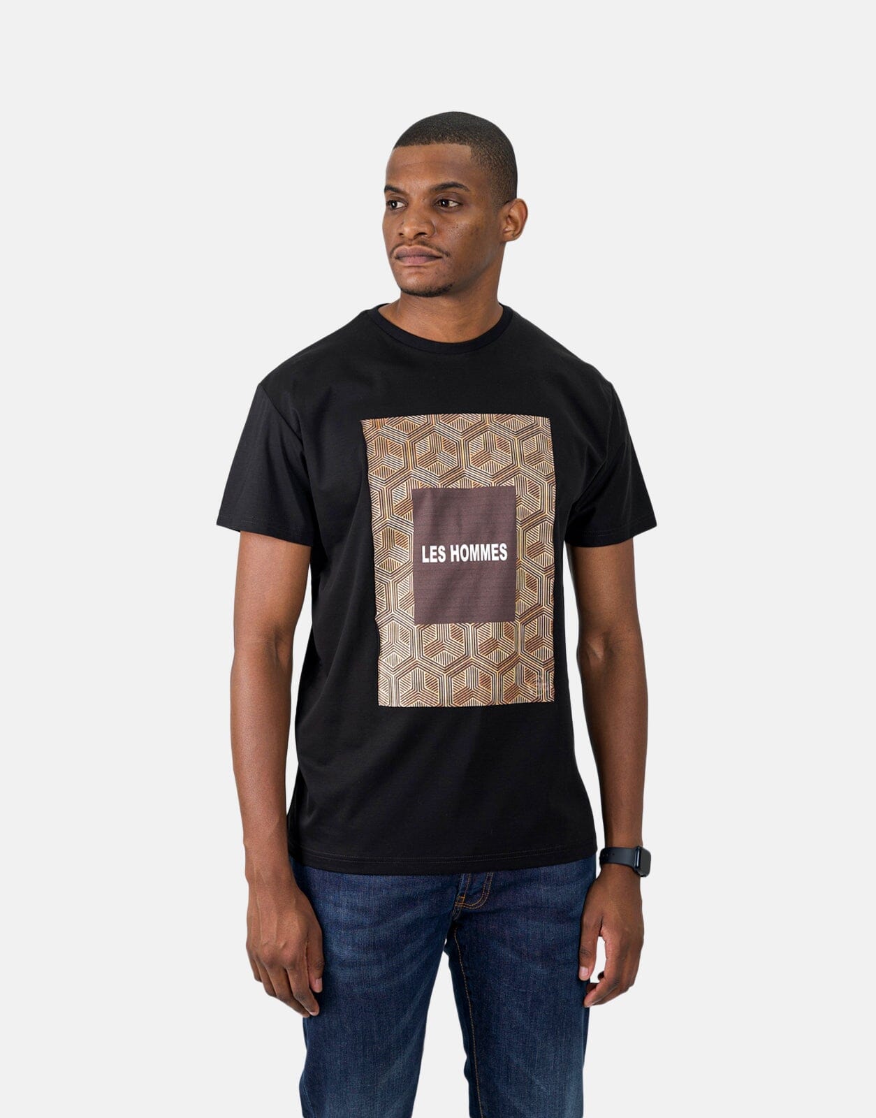 Les Hommes Digital Print Black T-Shirt - Les Hommes
