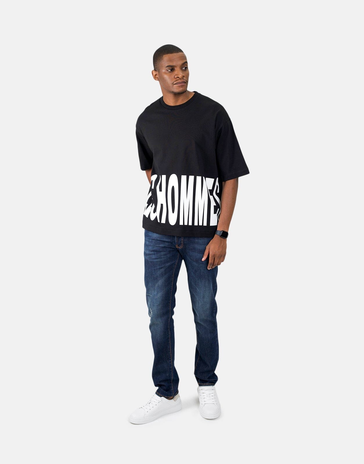 Les Hommes Bottom Print Black T-Shirt - Les Hommes