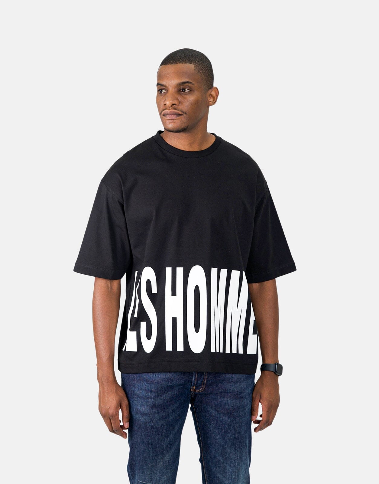 Les Hommes Bottom Print Black T-Shirt - Les Hommes