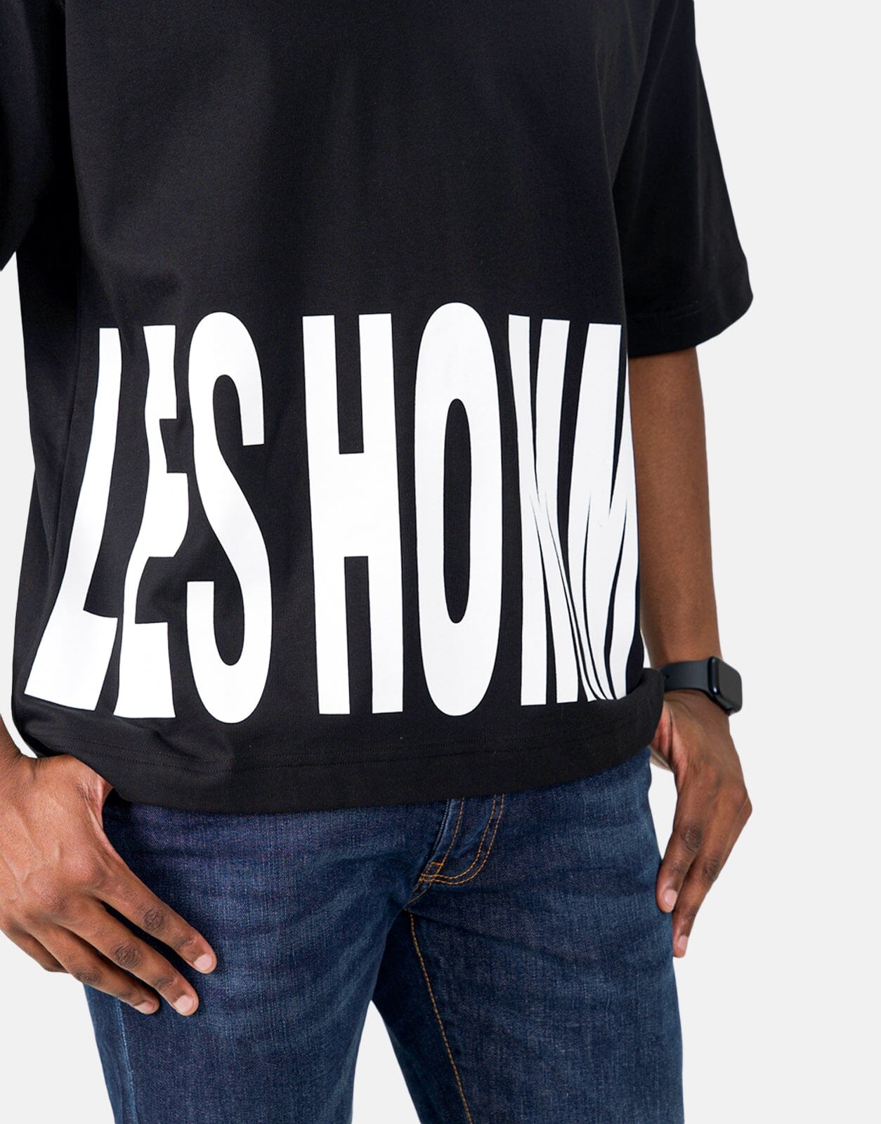 Les Hommes Bottom Print Black T-Shirt - Les Hommes