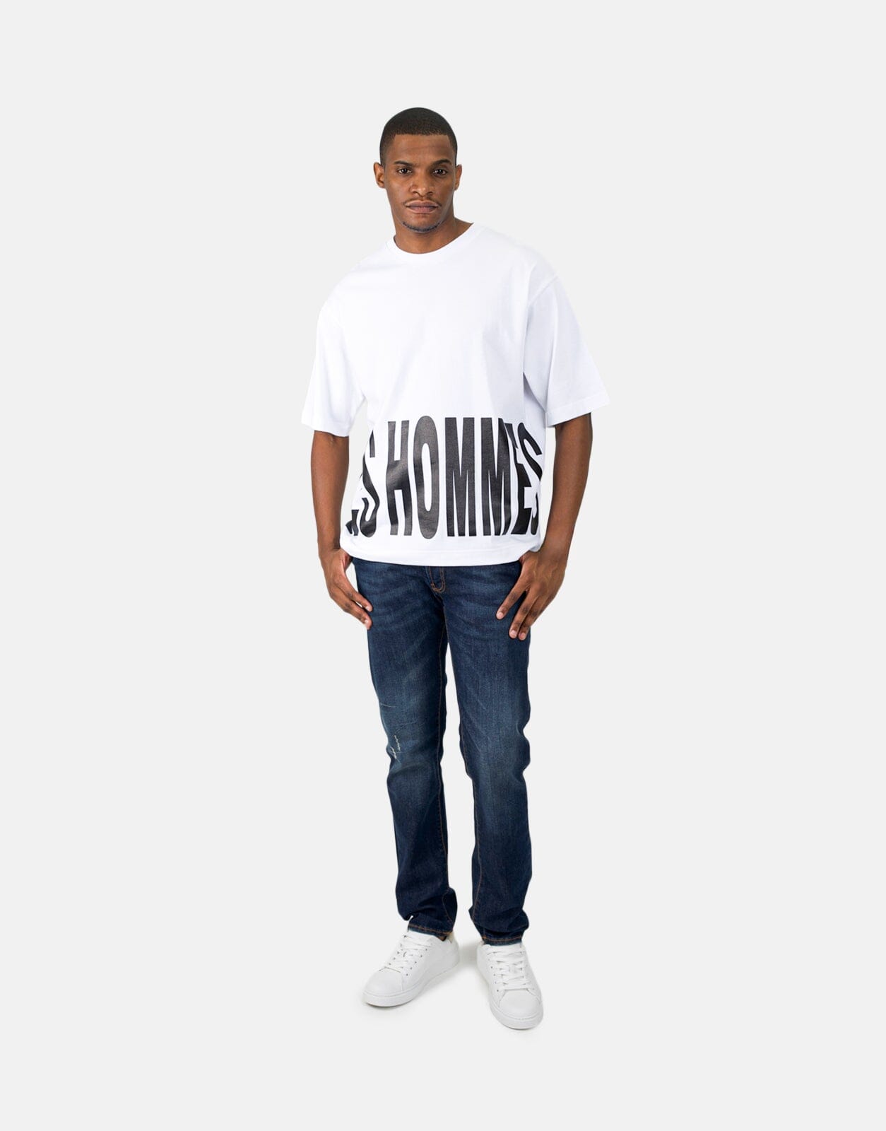 Les Hommes Bottom Print White T-Shirt - Les Hommes