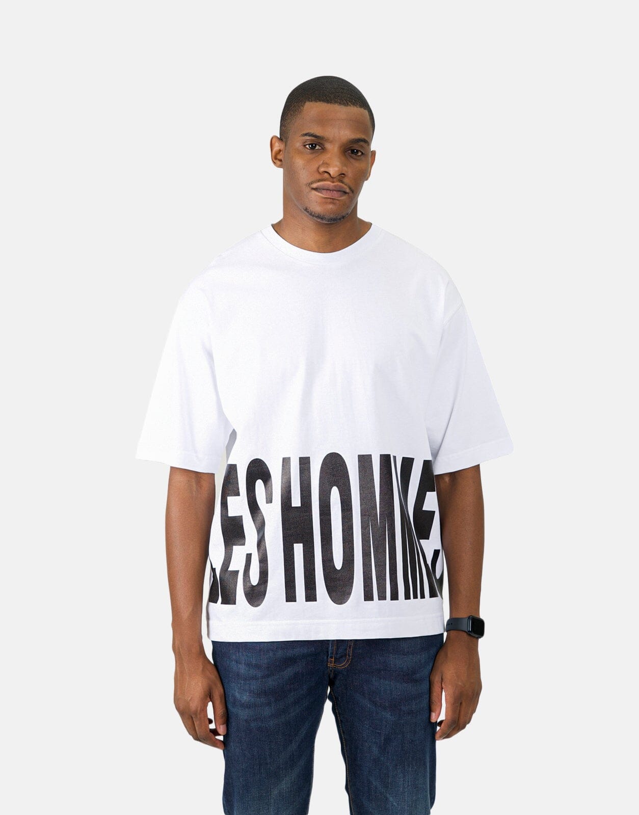 Les Hommes Bottom Print White T-Shirt - Les Hommes