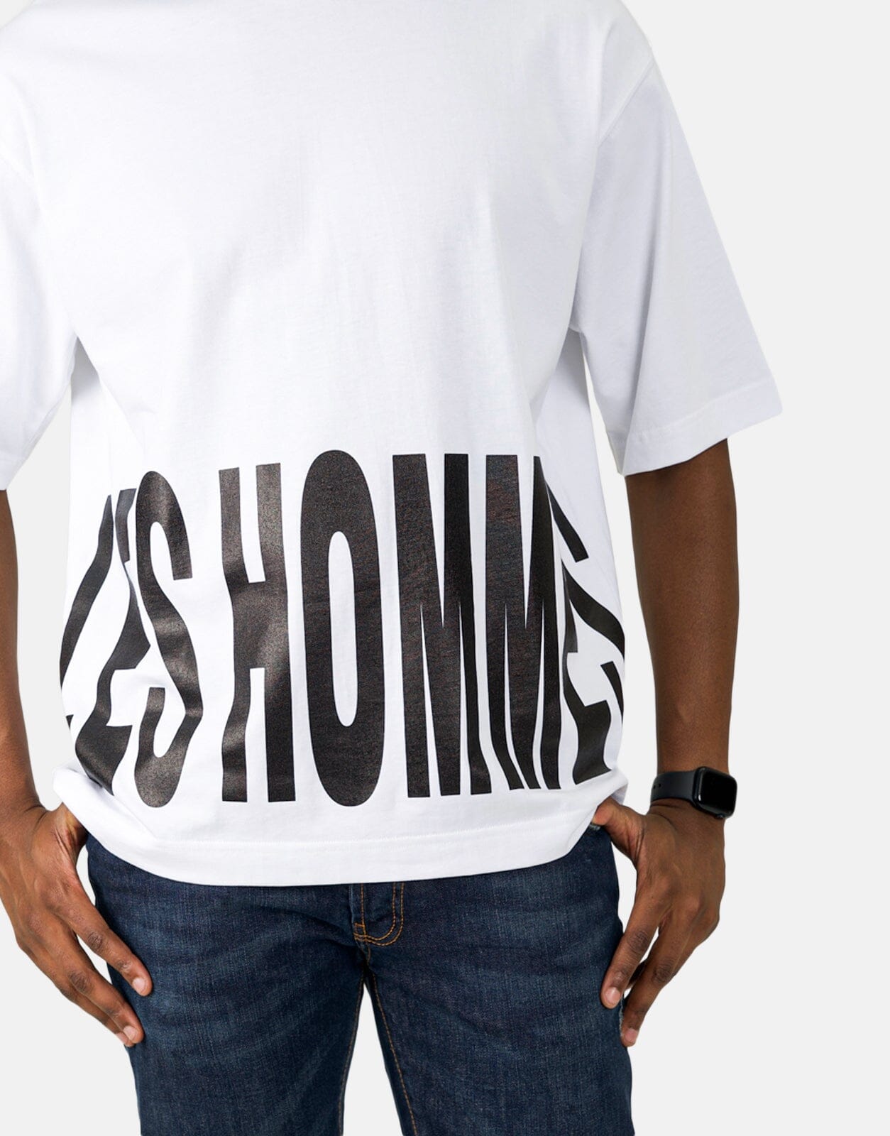 Les Hommes Bottom Print White T-Shirt - Les Hommes