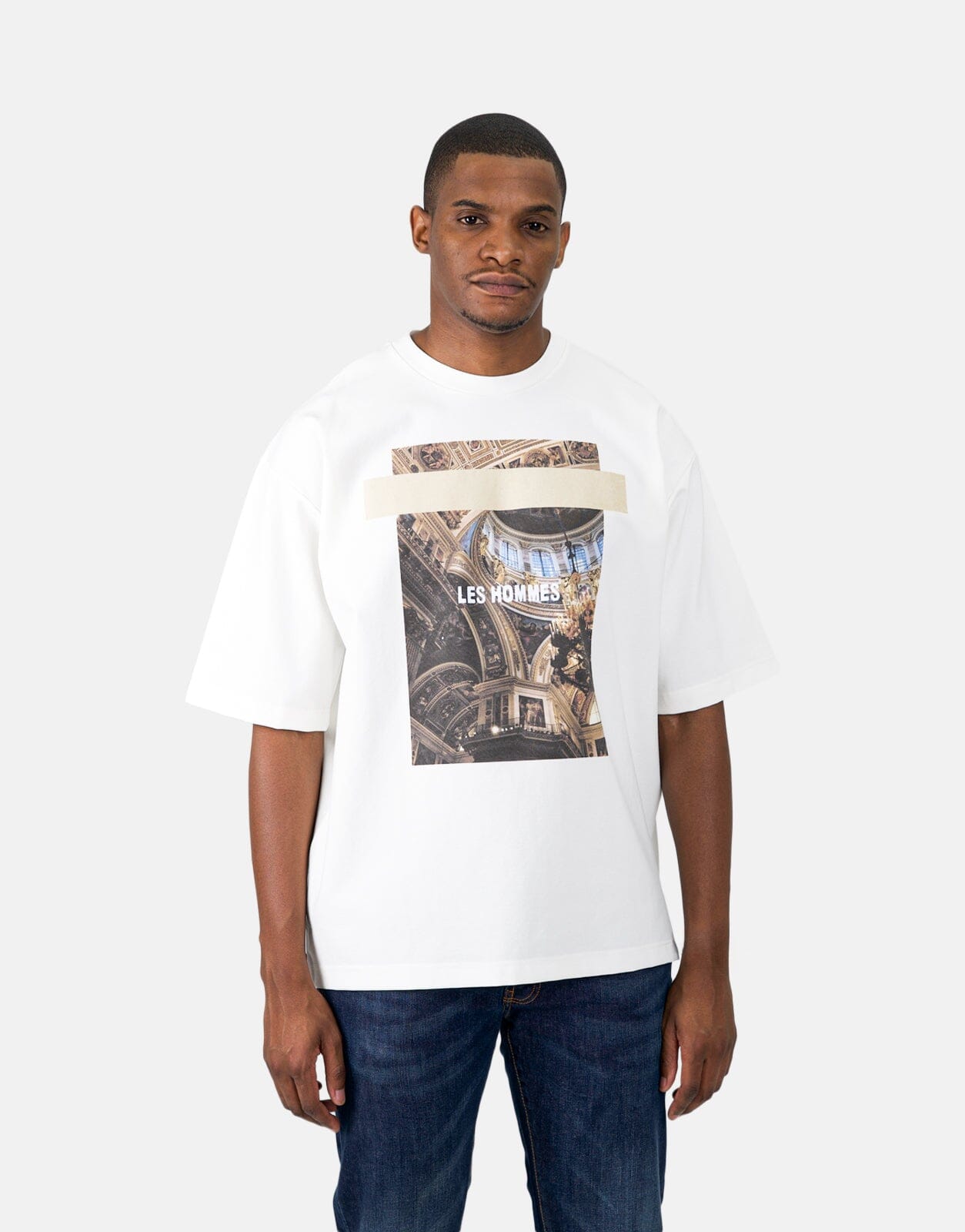 Les Homme Cathedral Print Oversized White T-Shirt - Les Hommes