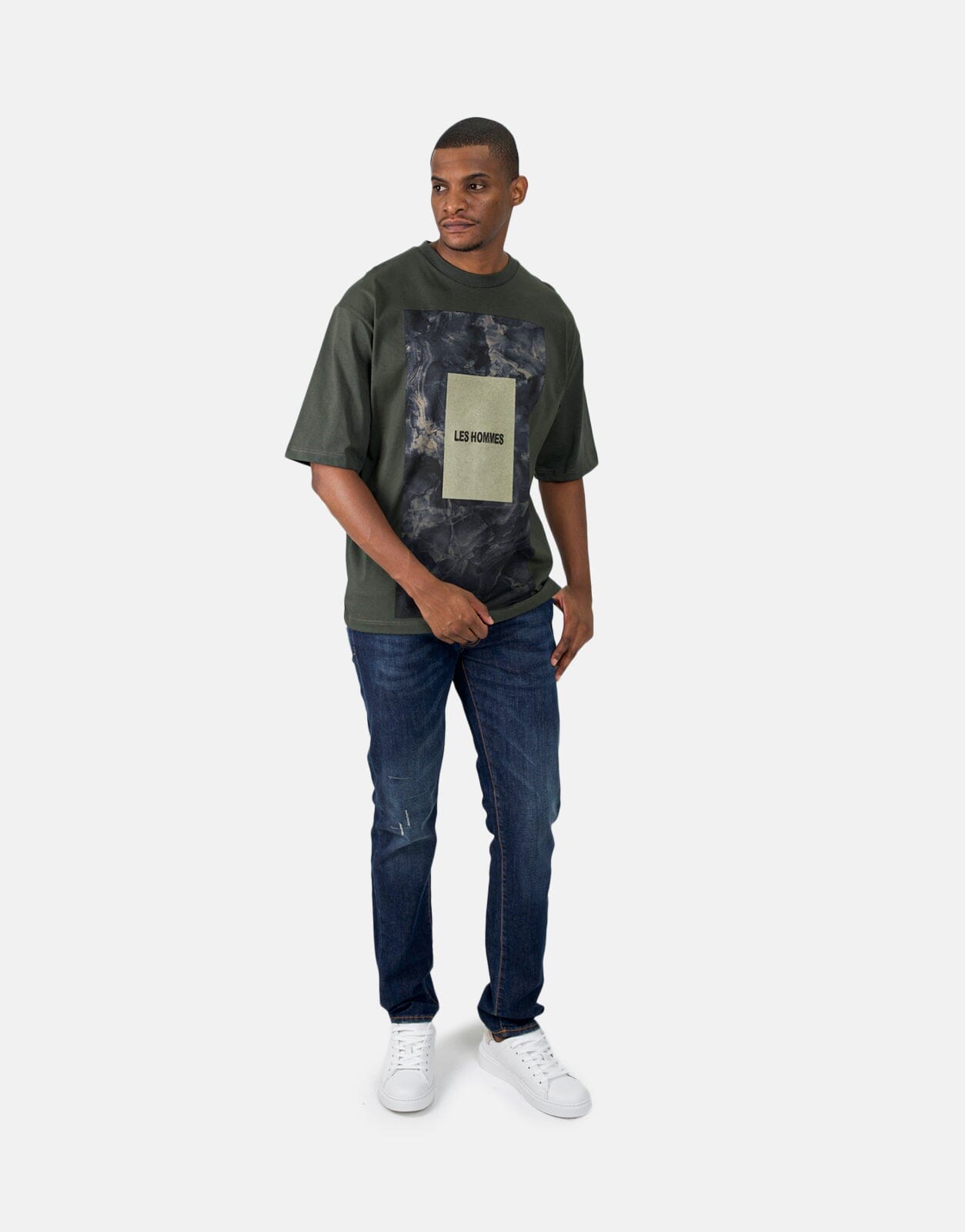Les Hommes Green Square Mil Green T-Shirt - Les Hommes
