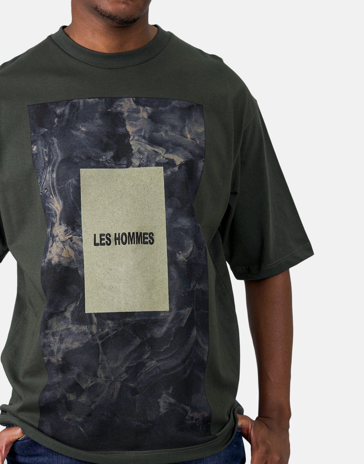 Les Hommes Green Square Mil Green T-Shirt - Les Hommes