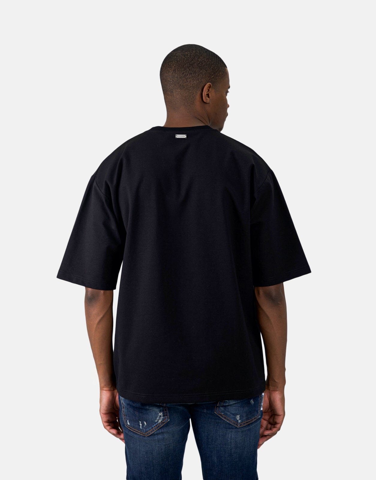 Les Hommes Flock Print Oversized Black T-Shirt - Les Hommes