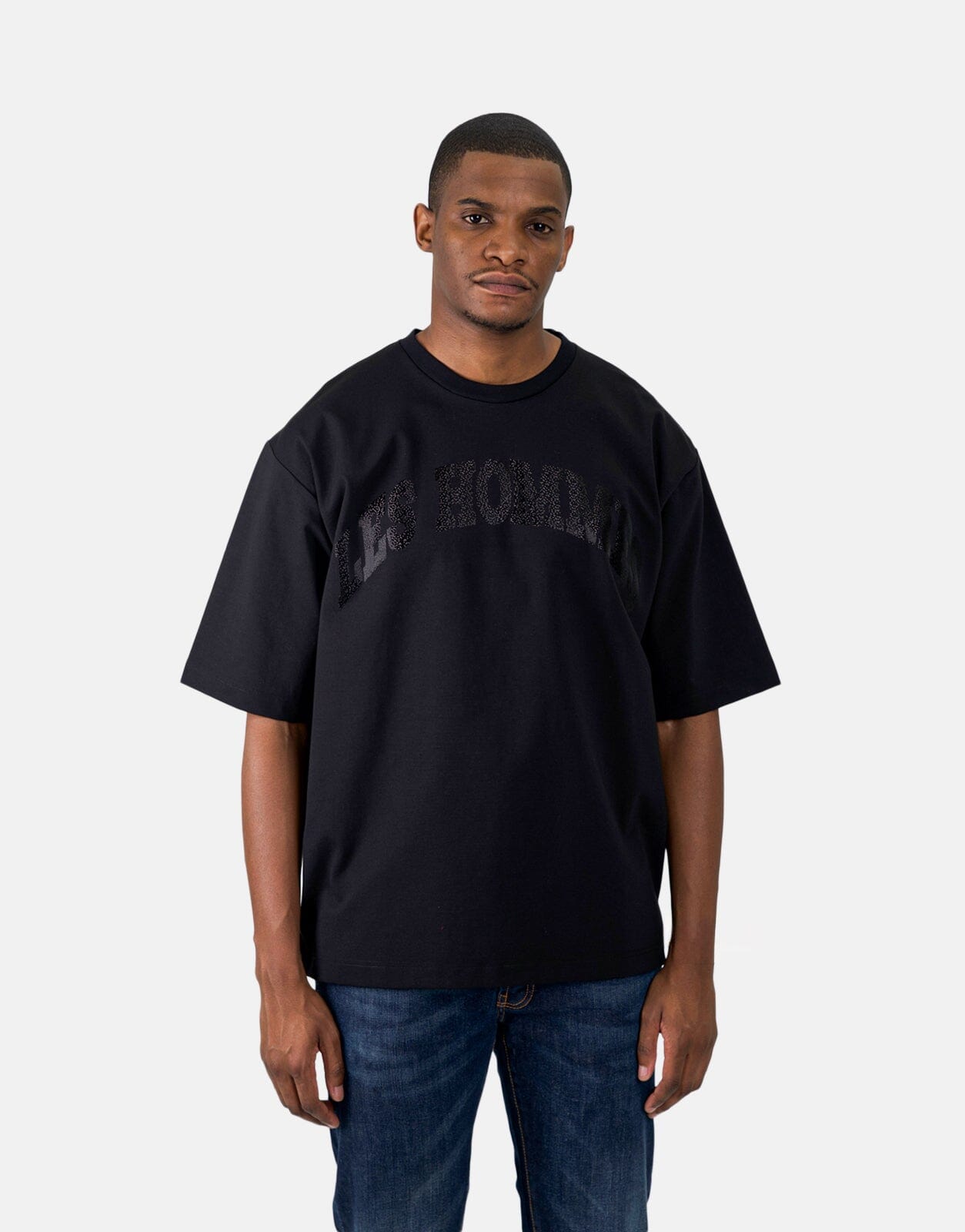 Les Hommes Glitter Logo Black T-Shirt - Les Hommes