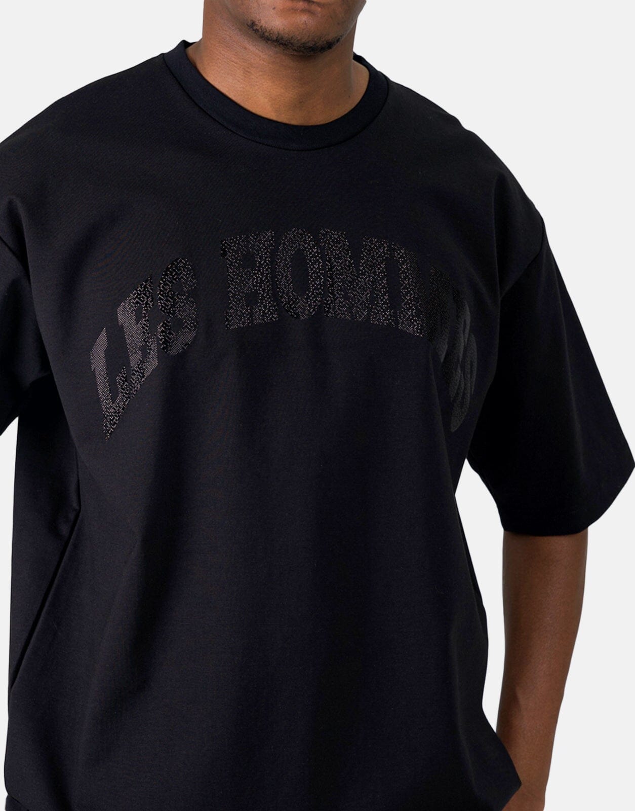 Les Hommes Glitter Logo Black T-Shirt - Les Hommes
