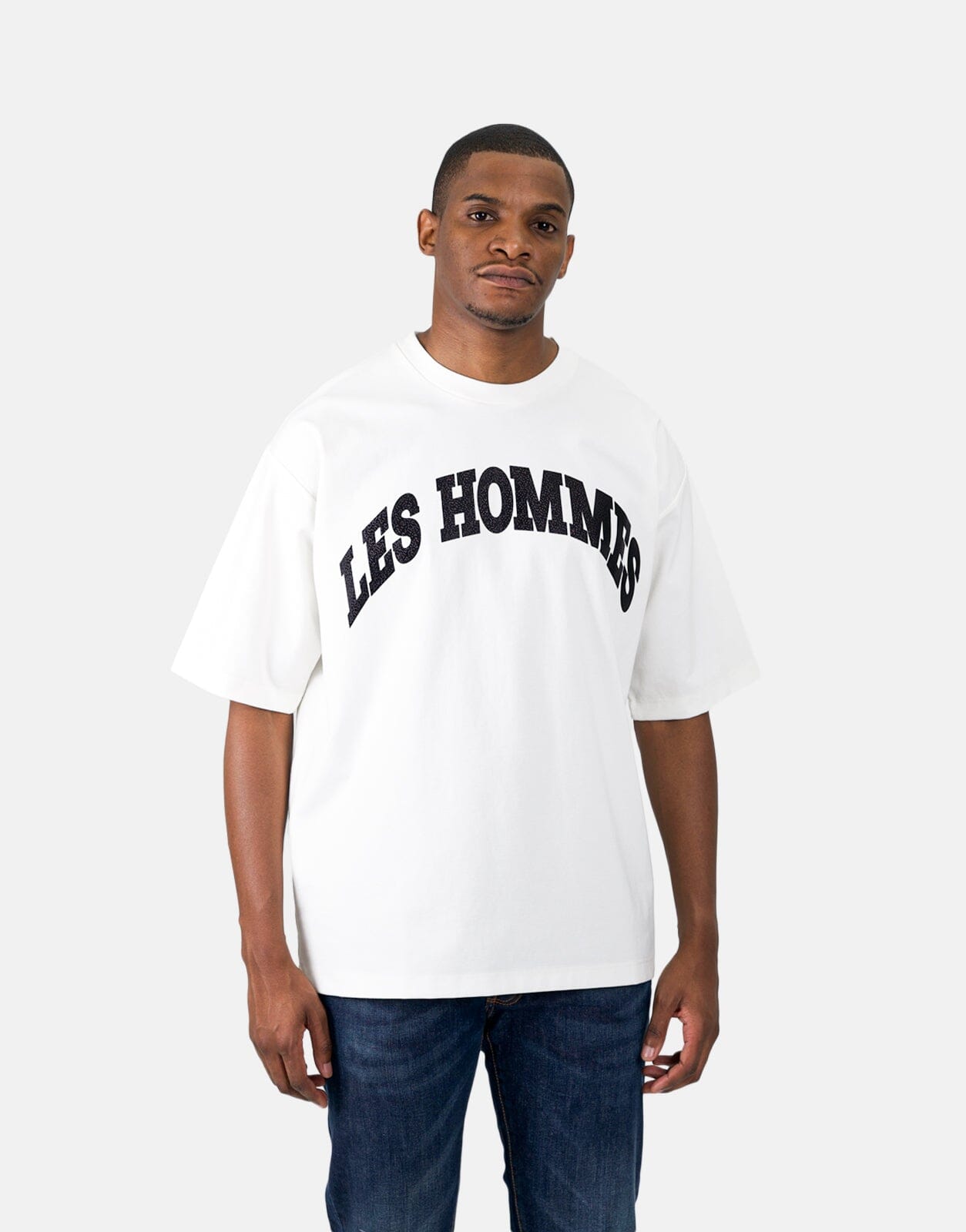 Les Hommes Glitter Logo White T-Shirt - Les Hommes