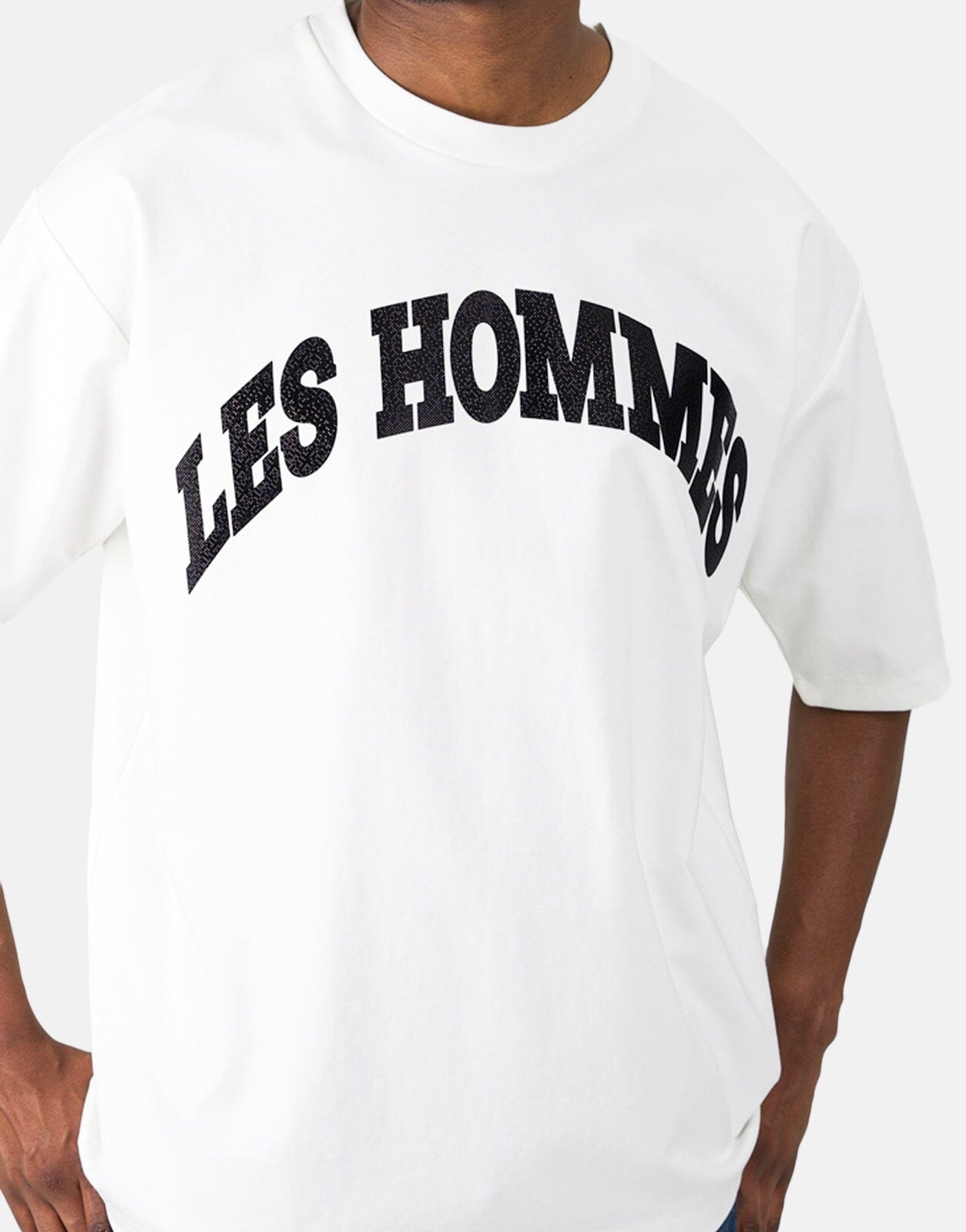 Les Hommes Glitter Logo White T-Shirt - Les Hommes