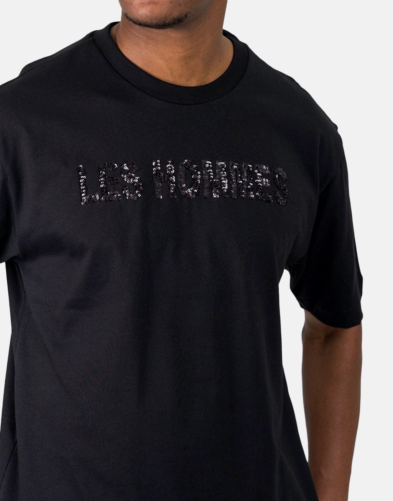 Les Hommes Black Label Paillettes Black T-Shirt - Les Hommes