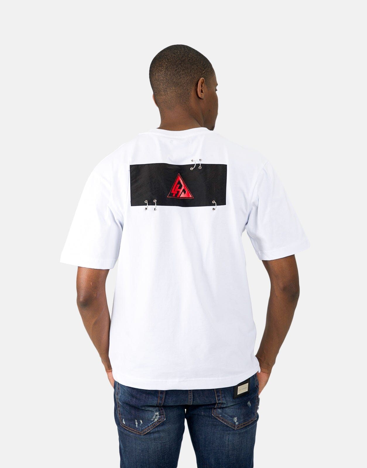 Les Hommes Black Label Back Insert White T-Shirt - Les Hommes