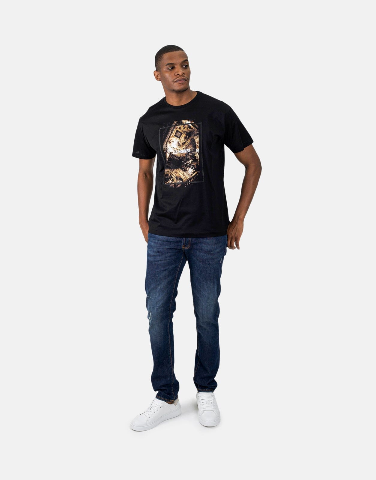 Les Hommes Digital Print Black T-Shirt - Les Hommes
