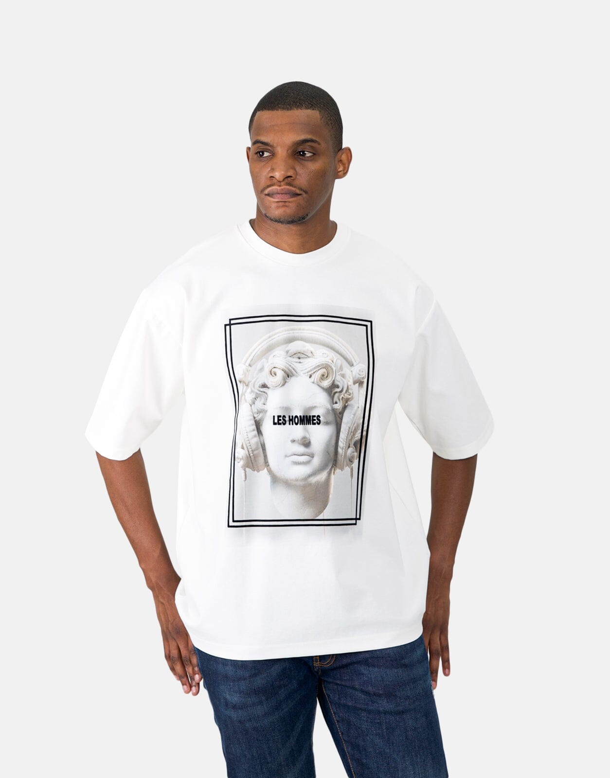 Les Homme Headphones Oversized White T-Shirt - Les Hommes