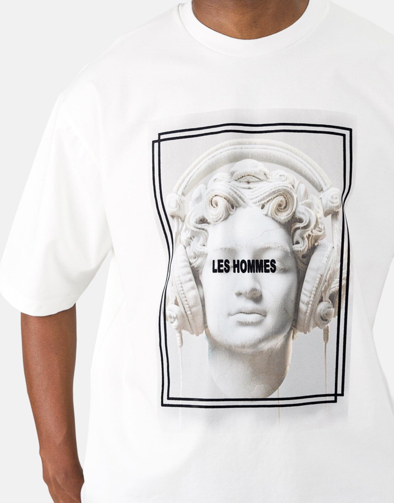 Les Homme Headphones Oversized White T-Shirt - Les Hommes