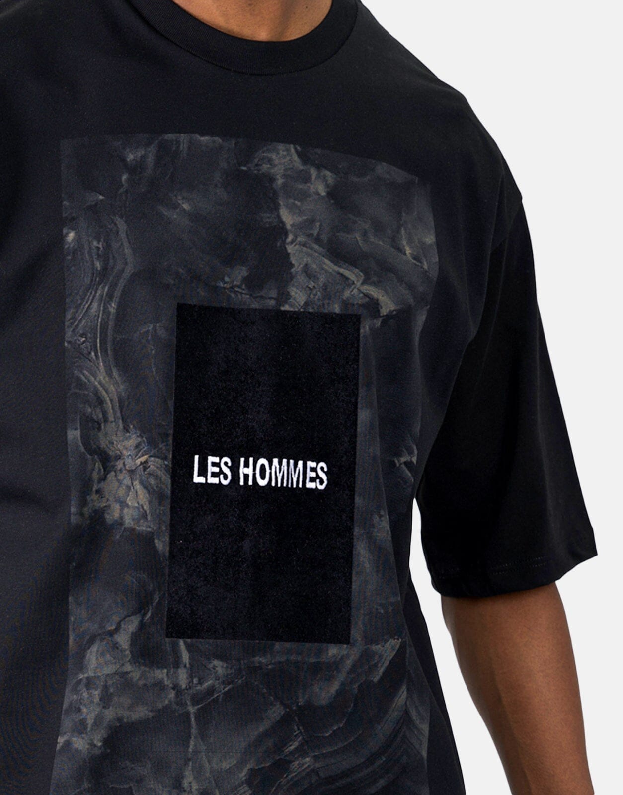 Les Hommes Green Square Black T-Shirt - Les Hommes