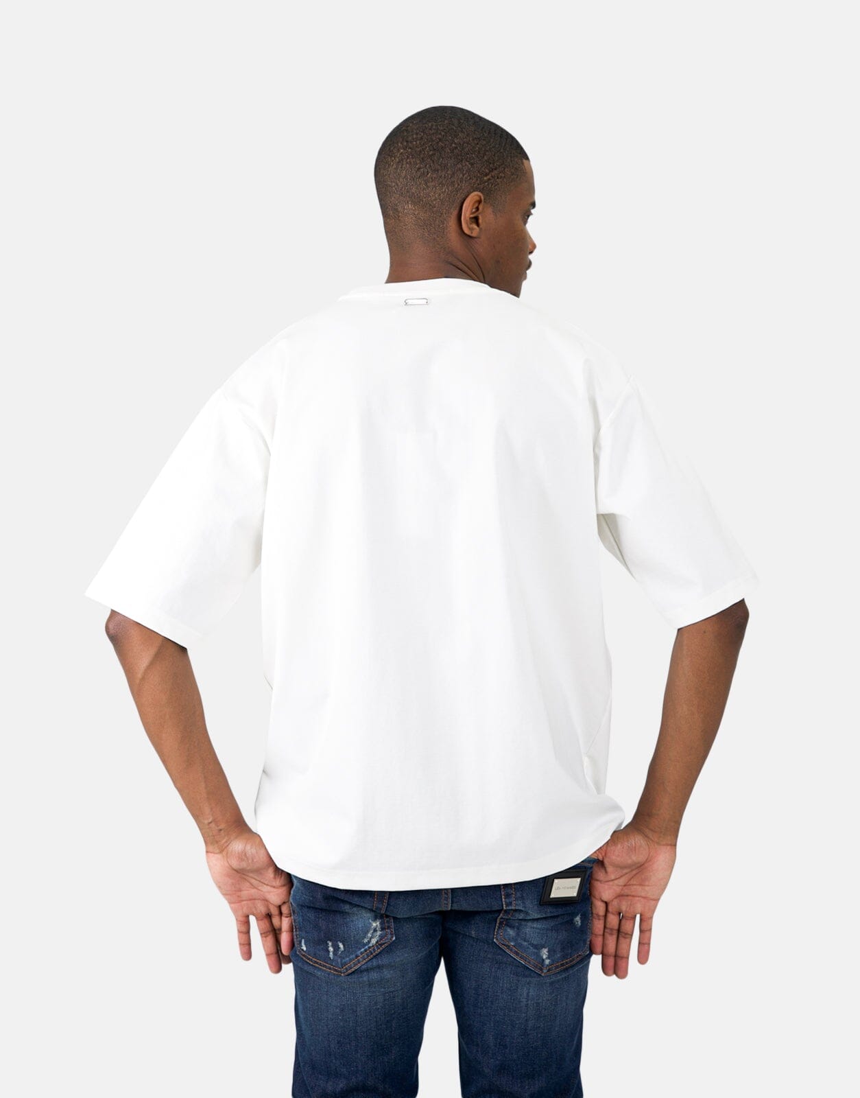 Les Hommes Flock Grafiti Print White T-Shirt - Les Hommes