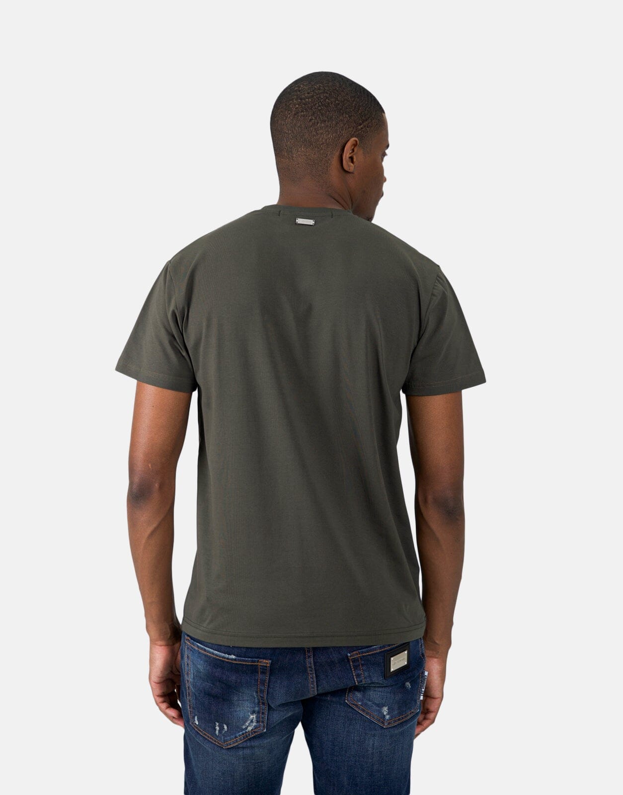 Les Hommes Box Print Mil Green T-Shirt - Les Hommes