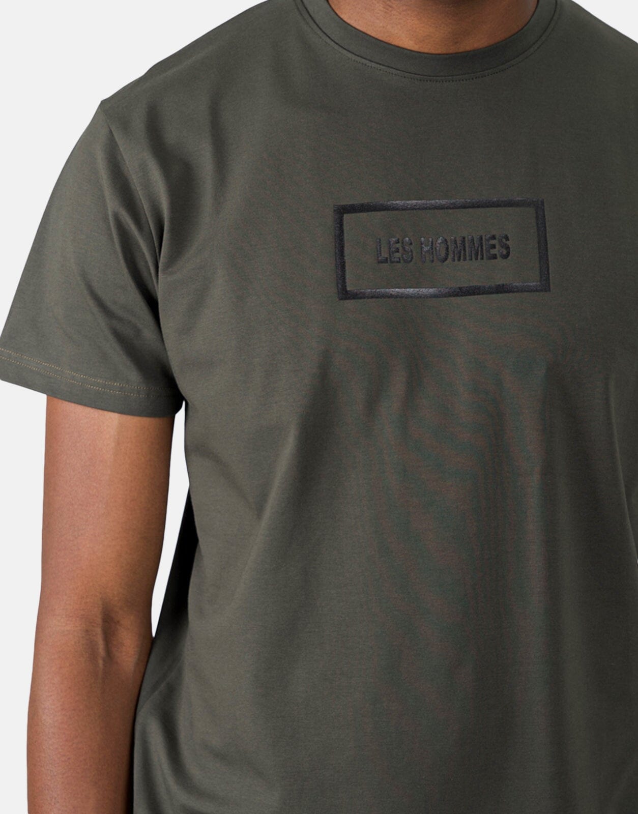 Les Hommes Box Print Mil Green T-Shirt - Les Hommes