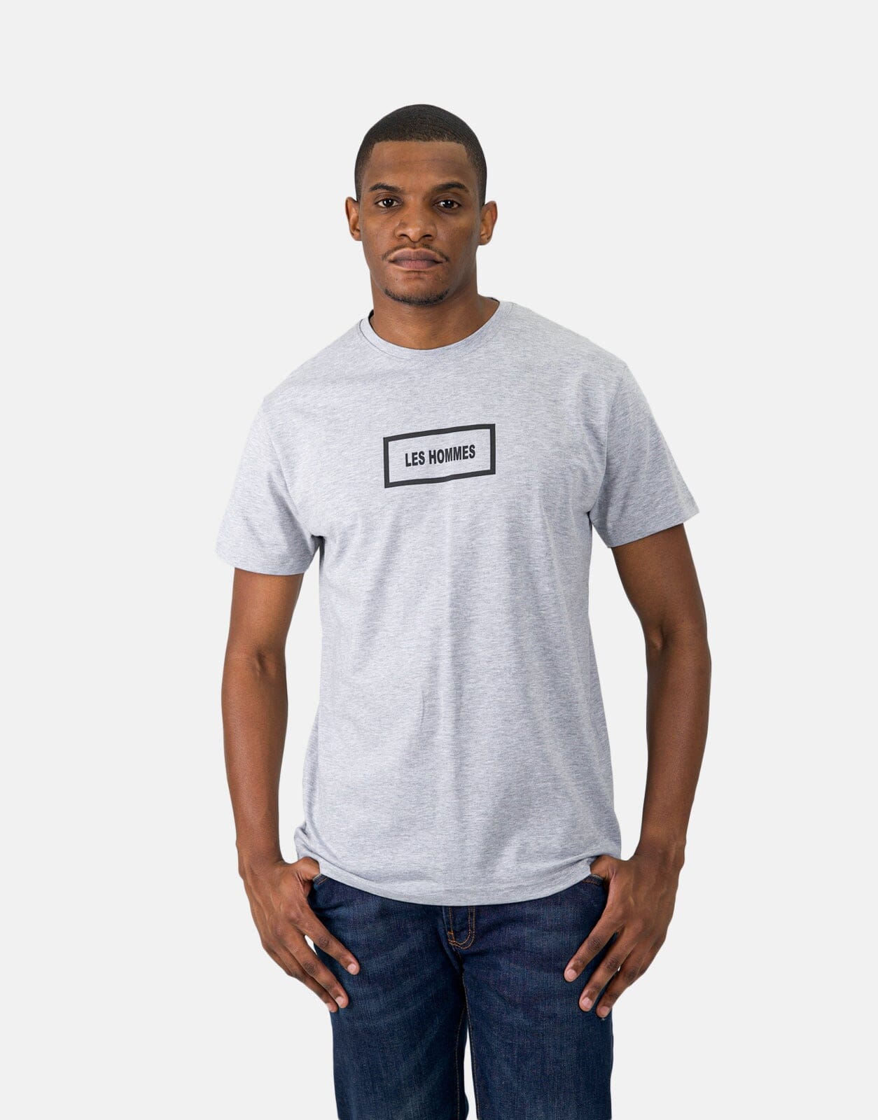 Less Hommes Box Print Grey T-Shirt - Les Hommes