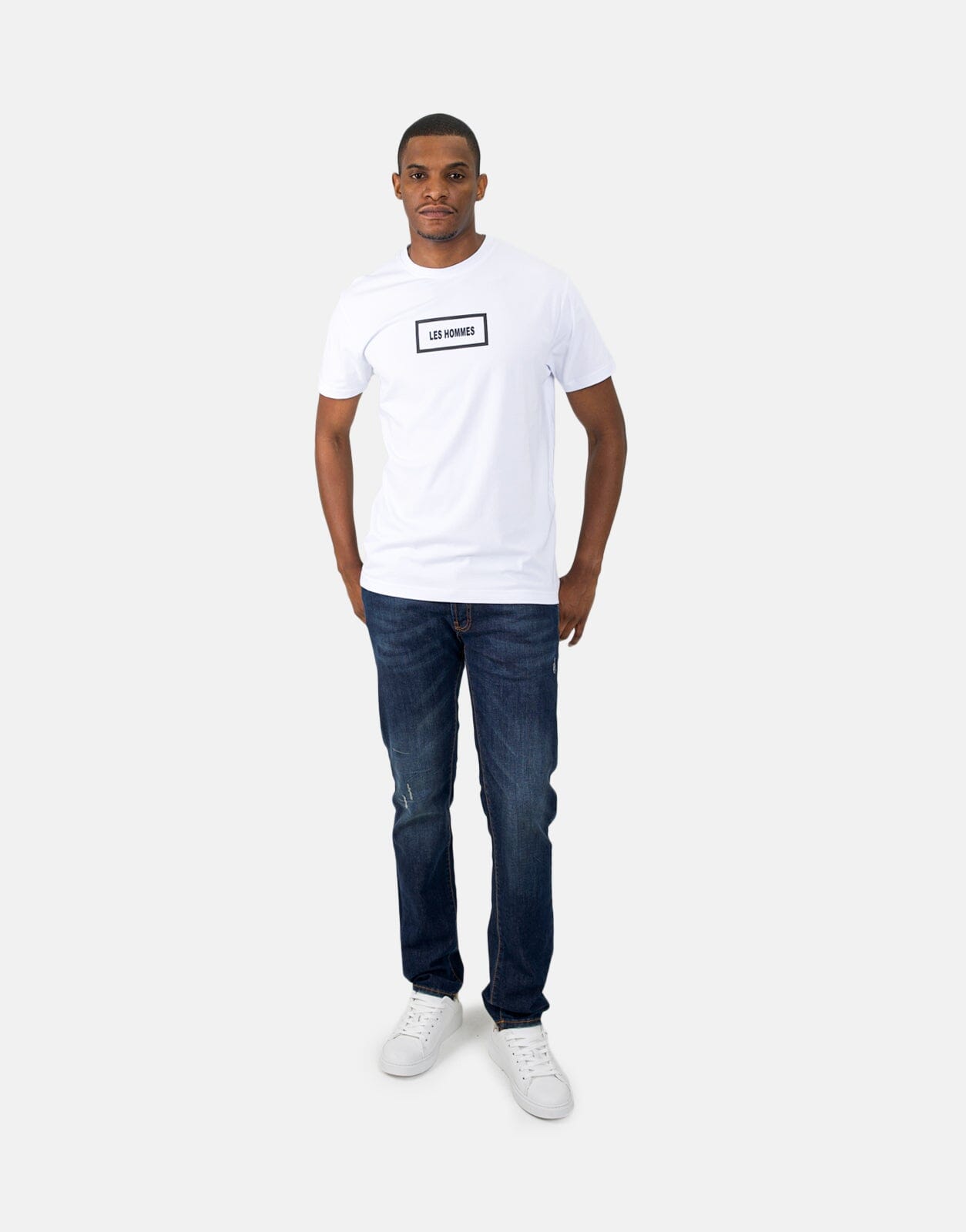 Les Hommes Box Print White T-Shirt - Les Hommes