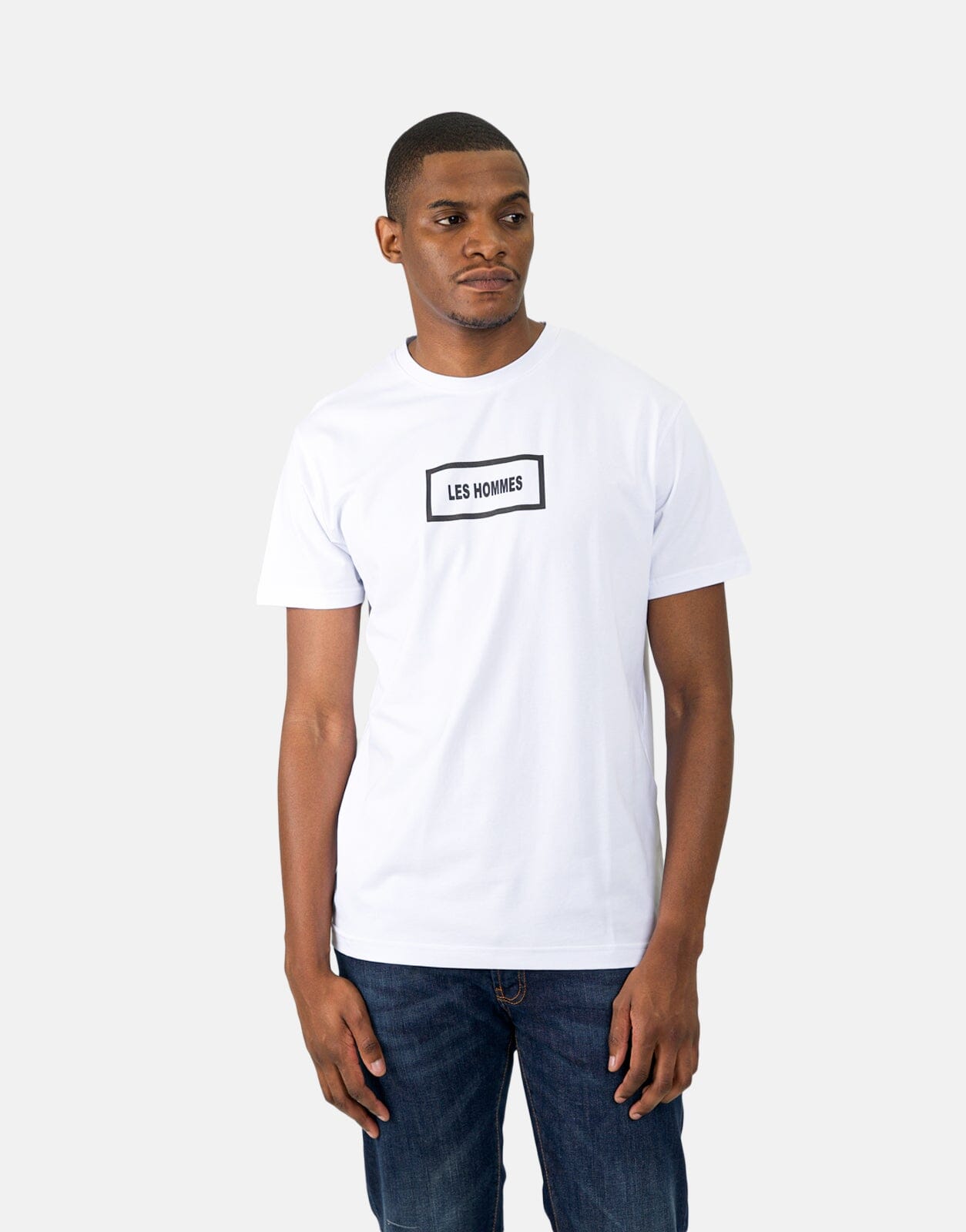 Les Hommes Box Print White T-Shirt - Les Hommes