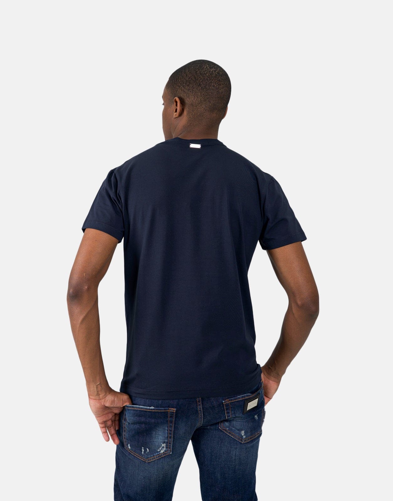 Les Hommes Box Print Navy T-Shirt - Les Hommes