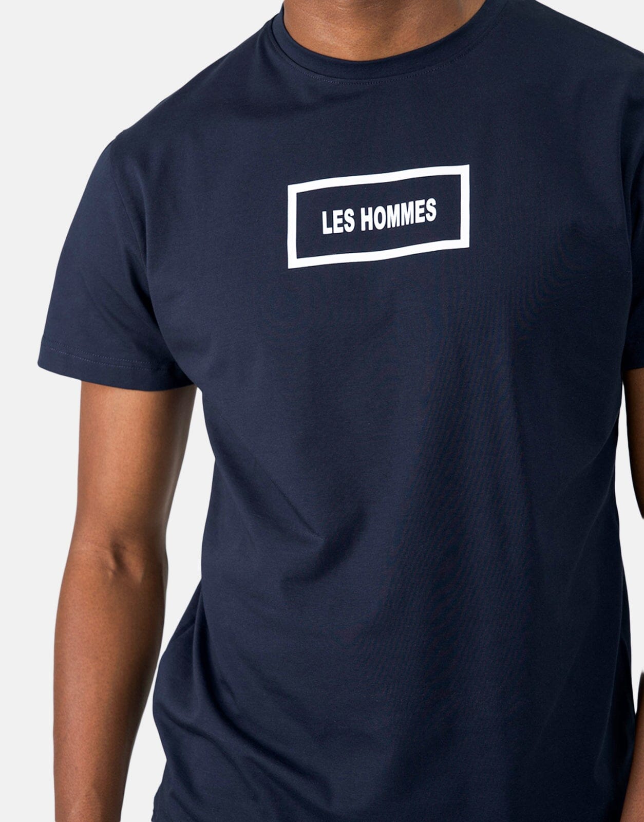 Les Hommes Box Print Navy T-Shirt - Les Hommes