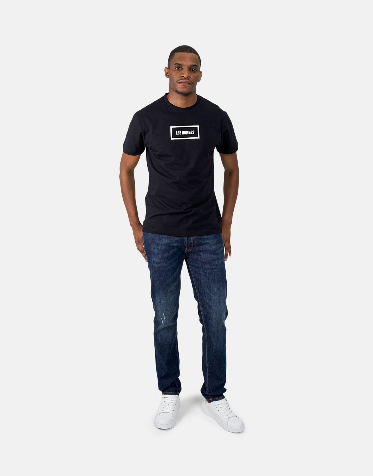 Les Hommes Box Print Black T-Shirt - Les Hommes