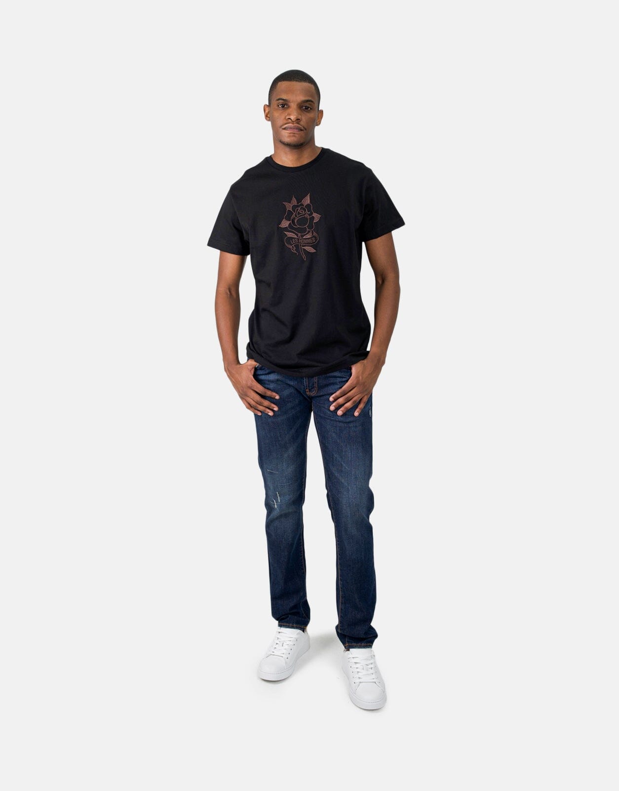 Les Hommes Embroidery Black T-Shirt - Les Hommes
