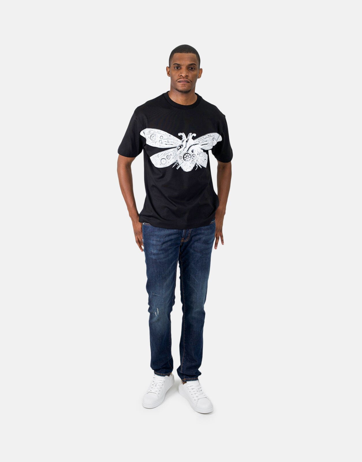 Les Hommes Black Label Dragonfly Black T-Shirt - Les Hommes
