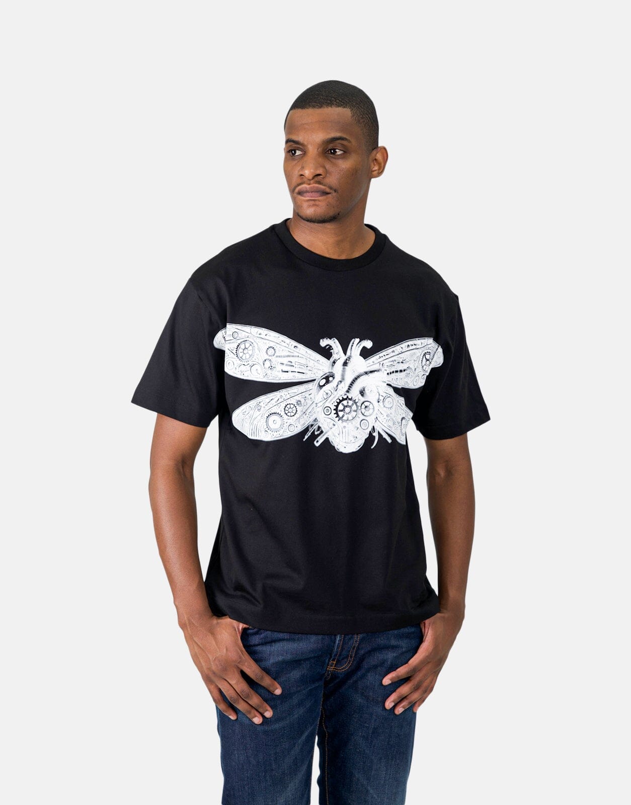 Les Hommes Black Label Dragonfly Black T-Shirt - Les Hommes