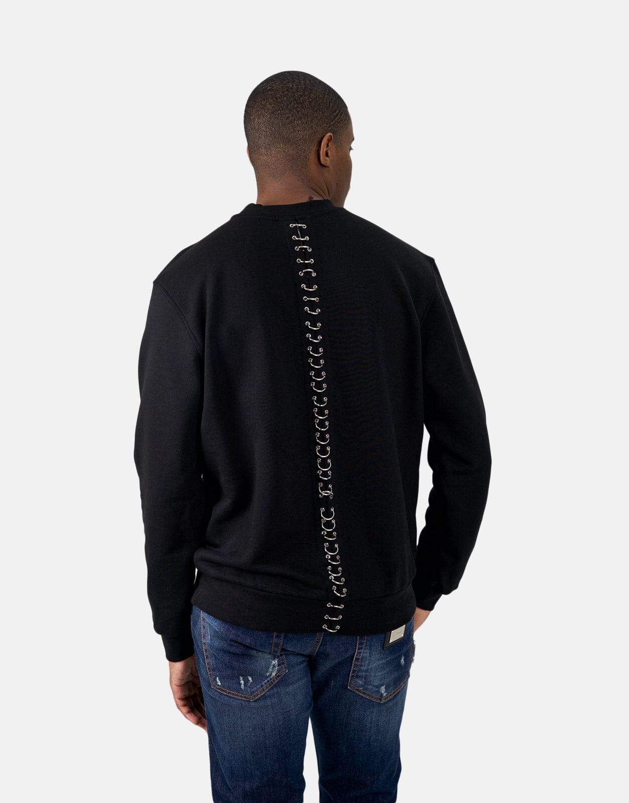 Les Hommes Black Label Back Piercing Black Sweatshirt - Les Hommes