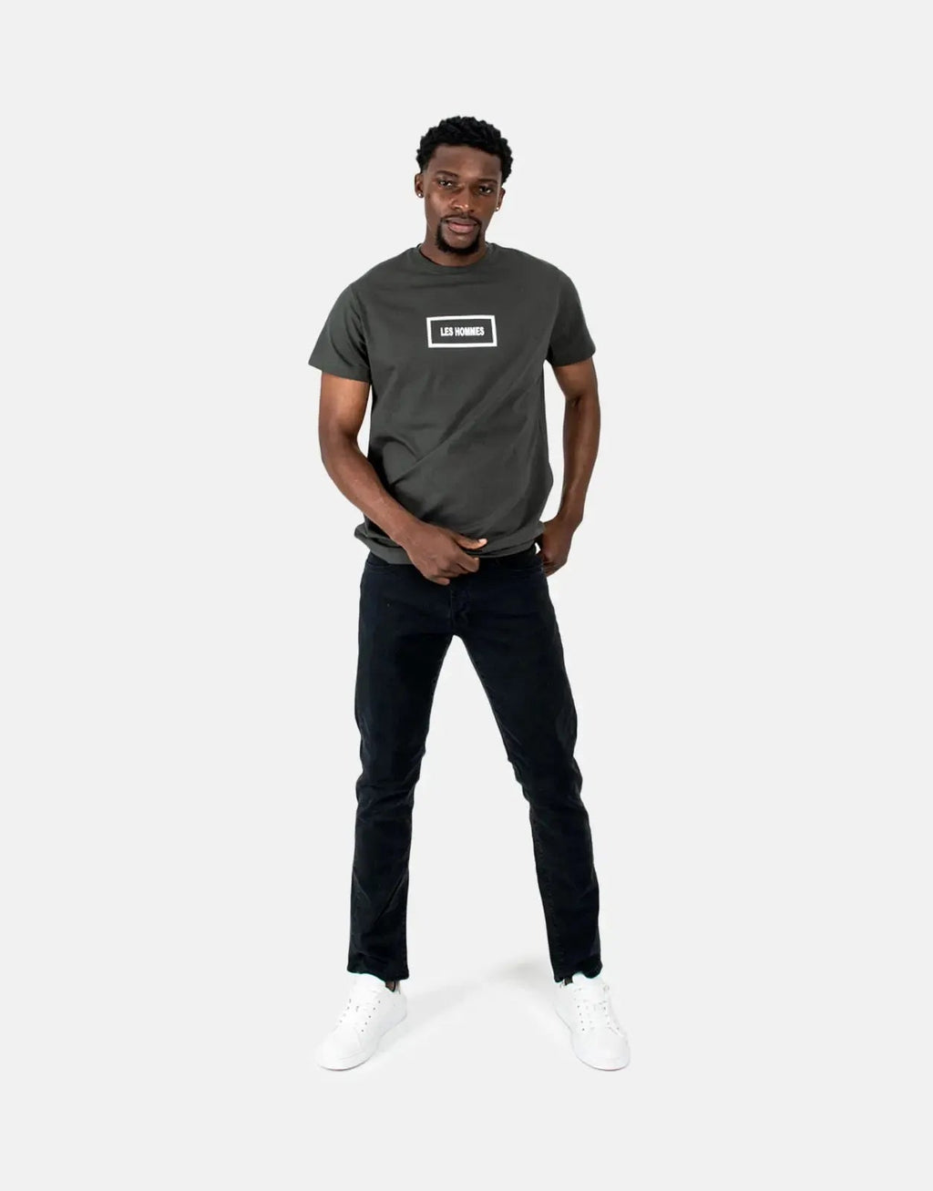 Les Hommes Box Print Mil Green T-Shirt Les Hommes