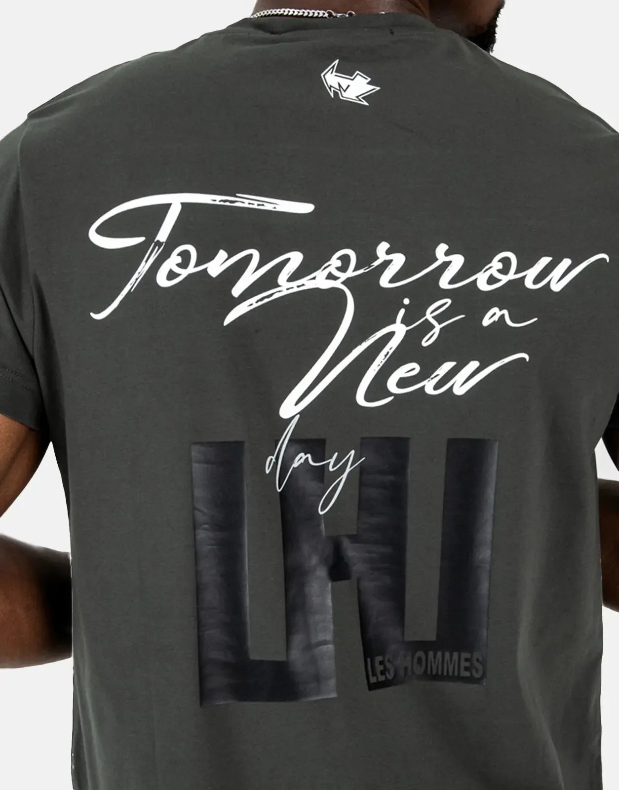 Les Hommes Box Print Mil Green T-Shirt Les Hommes